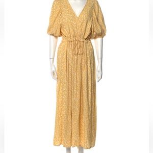 Christy Dawn Floral Print Yellow Long Dress - size M